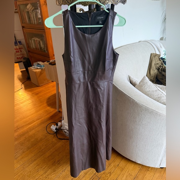Banana Republic vegan leather Dark Brown Midi Dress - Picture 6 of 6